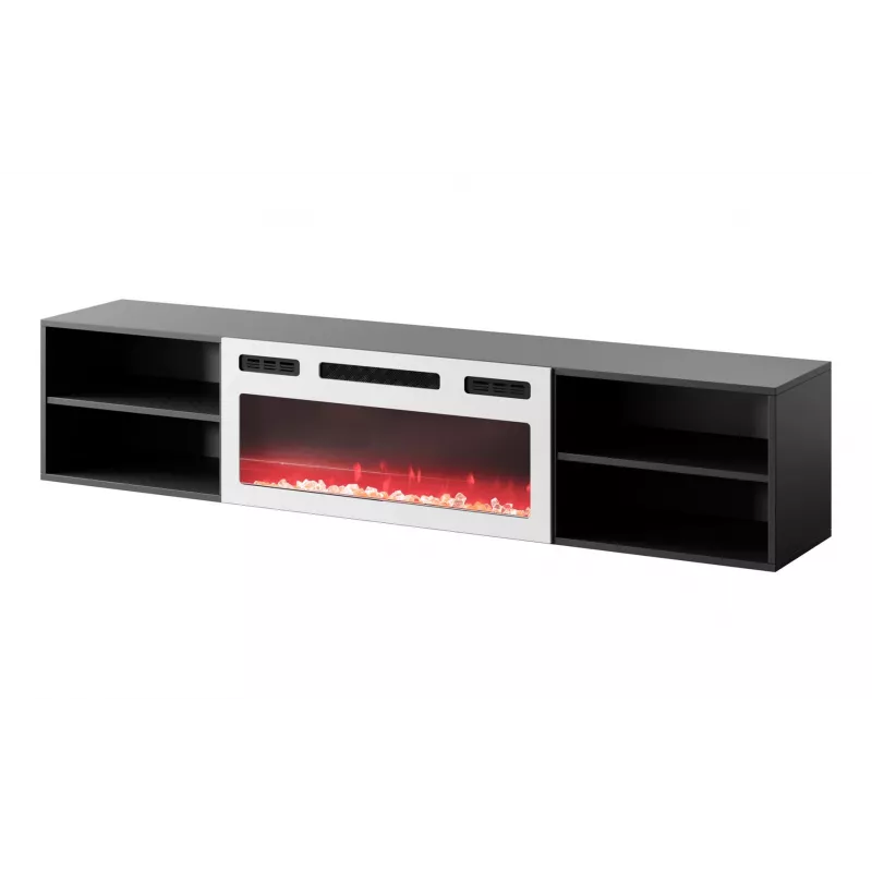 RTV spintelė POLO 180x33x39 juodas + židinys baltas