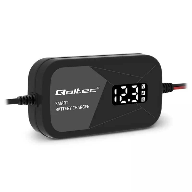 Baterijų įkroviklis QOLTEC 52492 12V 2A su mikroprocesoriniu valdymu ir elementų regeneracija