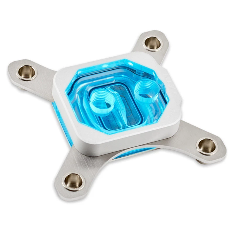 Vandens blokas Aqua-Computer 21871 — acetalo/aliuminio konstrukcija, 94×94×22 mm