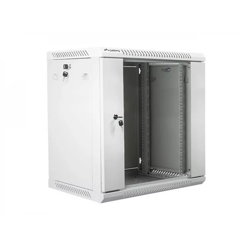 Prie sienos montuojamas tinklo stovas LANBERG WF01-6412-10S, 12U, 19 colių, 600×450×640 mm, IP20, 60 kg