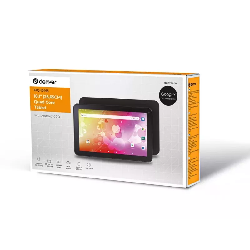 Planšetinis kompiuteris Denver TAQ-10463 10.1 colio keturių branduolių 2GB RAM 16GB saugykla Android 10 GO