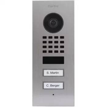 Vaizdo durų telefonas DoorBird D1102V V2A nerūdijantis plienas su 2 skambučio mygtukais