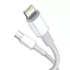 USB-C į Lightning Baseus didelio tankio pintas laidas, 20W, PD, 2m (baltas)