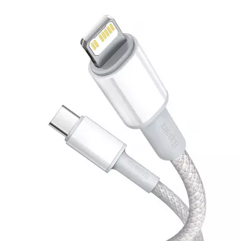 USB-C į Lightning Baseus didelio tankio pintas laidas, 20W, PD, 2m (baltas)