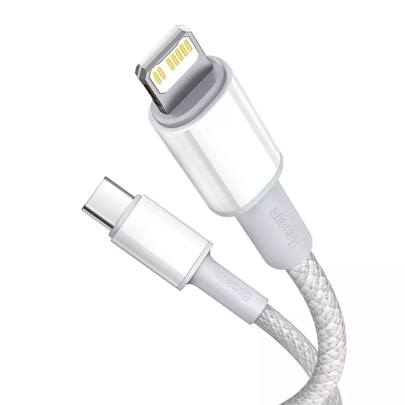 USB-C į Lightning Baseus didelio tankio pintas laidas, 20W, PD, 2m (baltas)