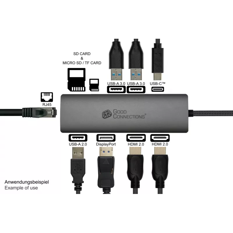 Alcasa HUB-C001A sąsajos šakotuvas USB Type-C 5000 Mbit/s antracitinis