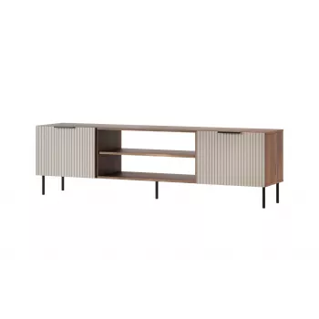 TV spintelė Cama ALMERA 180,5×42×52,5 cm riešutmedžio/kreminės spalvos – medžio drožlių plokštės viršus, riešutmedžio rėmas