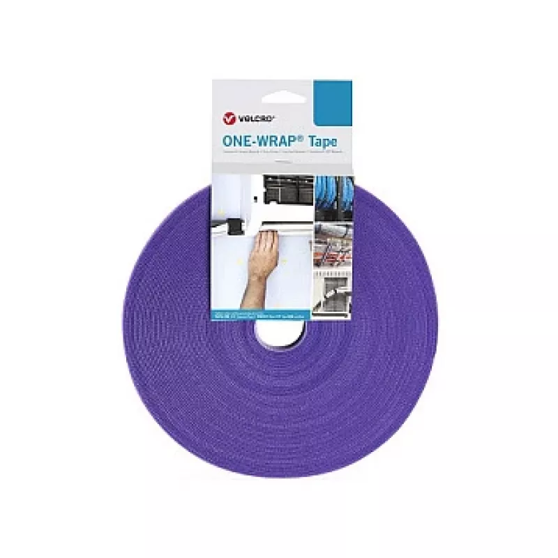 Kabliuko ir kilpelės kabelių juosta Velcro 25 m x 20 mm vientisas ritinys — violetinė