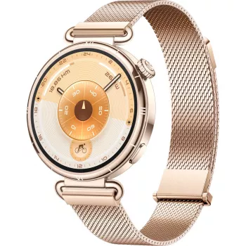Išmanusis laikrodis HUAWEI WATCH GT6 1,32 colio AMOLED, 41 mm, nerūdijantis plienas, auksinis, milanese apyrankė, IP69, 14 dienų baterija