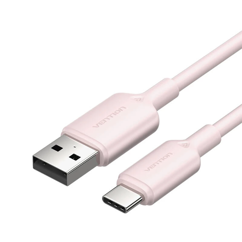 USB 2.0 A į USB-C 3A laidas Vention CTQPF 1M (rožinis)