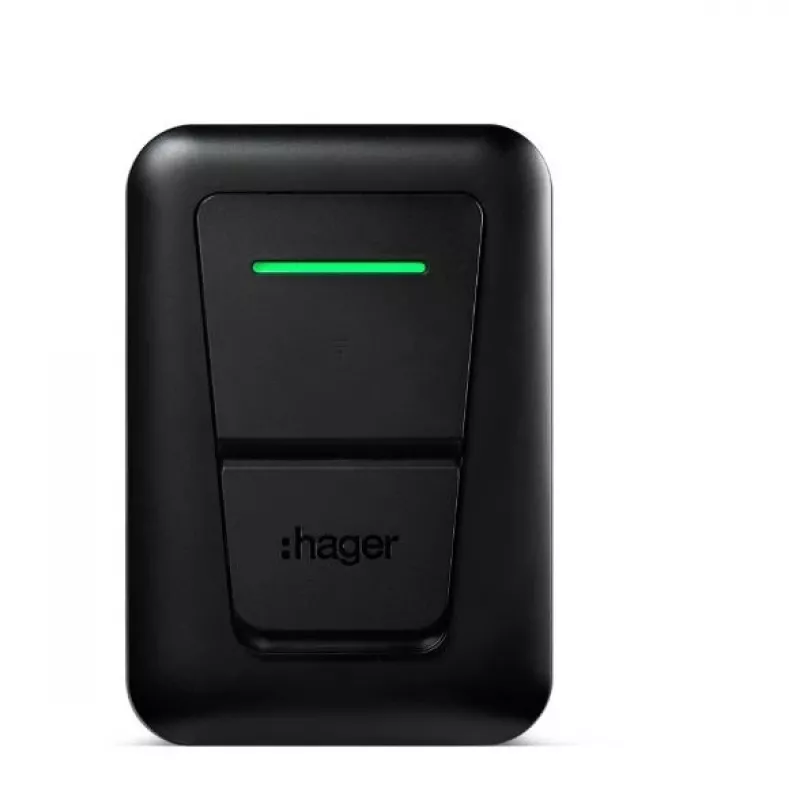 Prie sienos montuojama elektromobilių įkrovimo stotelė Hager witty one 11 kW trifazė su Type 2 kabeliu, RFID, Bluetooth, 4,5 m kabeliu, IP55, IK10