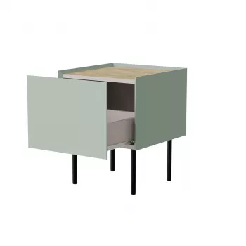 Naktinis staliukas Cama Meble FELLINI 40x41x60, alyvuogių spalvos su alyvuota ąžuolo viršutine dalimi, 1 stalčius, pakuotėje 2 vnt.