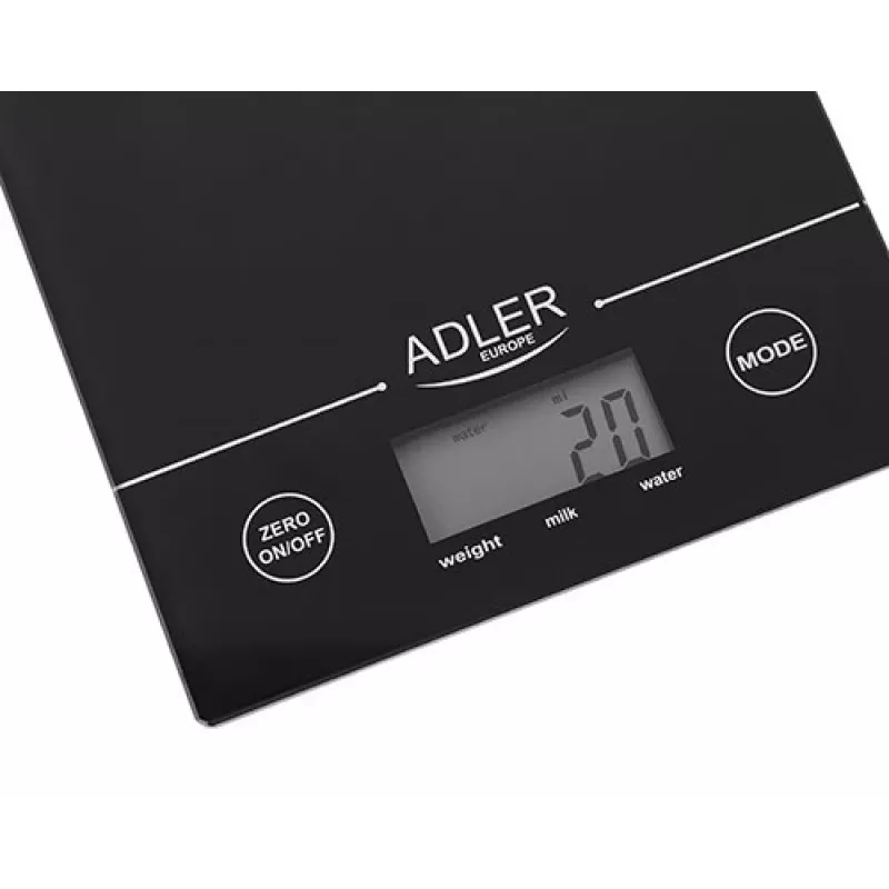 Adler AD 3138 b mechaninės virtuvinės svarstyklės juodos stalviršiui stačiakampės