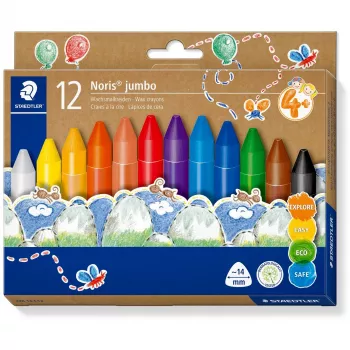 Vaškinės kreidelės Staedtler Noris Jumbo — 12 spalvų, netoksiškos, jumbo dydis