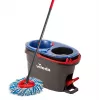 Grindų šluota VILEDA Microfibre 320 mm, teleskopinė rankena 55–123 cm, plaunama, 360° besisukanti galvutė, juoda/mėlyna/raudona