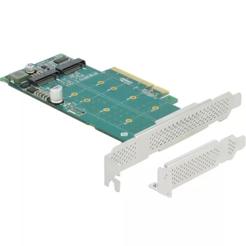 DeLOCK PCI Express x8 kortelė į 2 vidinius NVMe M.2 Key M lizdus su bifurkacija, žemo profilio