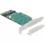 DeLOCK PCI Express x8 kortelė į 2 vidinius NVMe M.2 Key M lizdus su bifurkacija, žemo profilio
