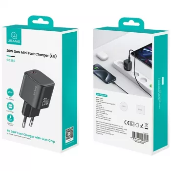 Pakrovėjas usams USA001627 20W 1×USB‑C su USB‑C kabeliu — greito įkrovimo adapteris telefonams ir planšetėms