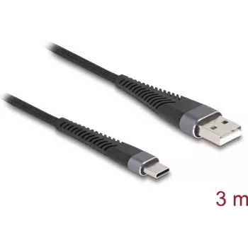 DeLOCK USB laidas USB 2.0 3m USB A USB C juodas 81123