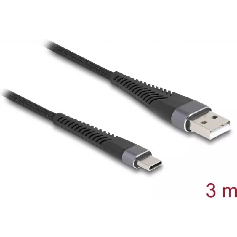 DeLOCK USB laidas USB 2.0 3m USB A USB C juodas 81123