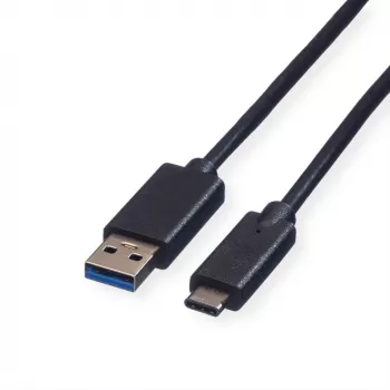 ROLINE - USB kabelis - USB Type C (V) - 9 kontaktų USB Type A (V) - 1 m (USB 3.1) - Formuotas - Juodas (11.02.9011)
