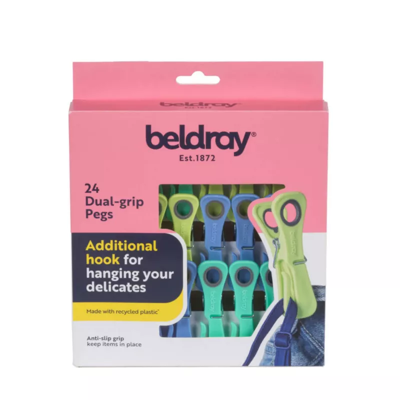 Beldray Dual-Grip segtukai LA035716RPFEU7 žalia/mėlyna - skalbyklės segtukai, dvigubo sukibimo dizainas