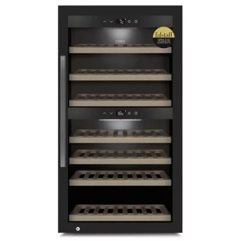Caso | Smart Wine Cooler | WineExclusive 66 | Energinio efektyvumo klasė G | Vitrininis | Laisvai pastatomas | Butelių talpa buteliai | Aušinimo tipas Kompresorinė technologija | Juoda