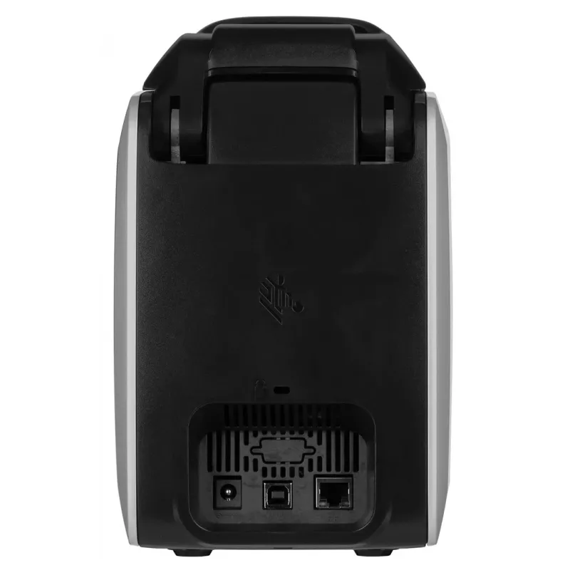 Plastikinių kortelių spausdintuvas Zebra ZC300 — dažų sublimacija/terminis perkėlimas, 300x300 DPI, LCD, 100 lapų įvestis, Ethernet, sidabrinė/juoda