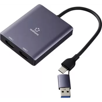 Renkforce RF-6418198 USB-C HDMI adapteris [1x USB-A - 2x] Pilkas 4K UHD 15 (RF-6418198)