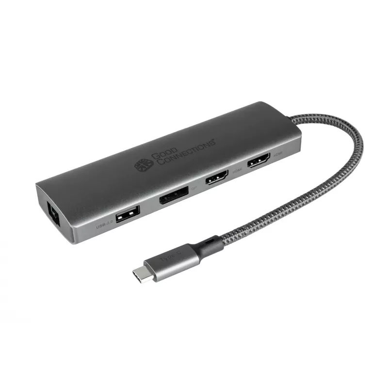 Alcasa HUB-C001A sąsajos šakotuvas USB Type-C 5000 Mbit/s antracitinis