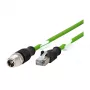 METZ CONNECT - Tinklo kabelis - 8 kontaktų M12-X (V) į RJ-45 (V) - 2,0 m - Ekranuotas - CAT 6a - Ekranuotas, be užsikabinimo, vytos gijos - Žalias (142M2X15020)