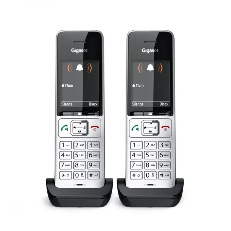 Gigaset COMFORT 500HX duo Analoginis/DECT telefonas su skambučio numerio atpažinimu, juodas, sidabrinis