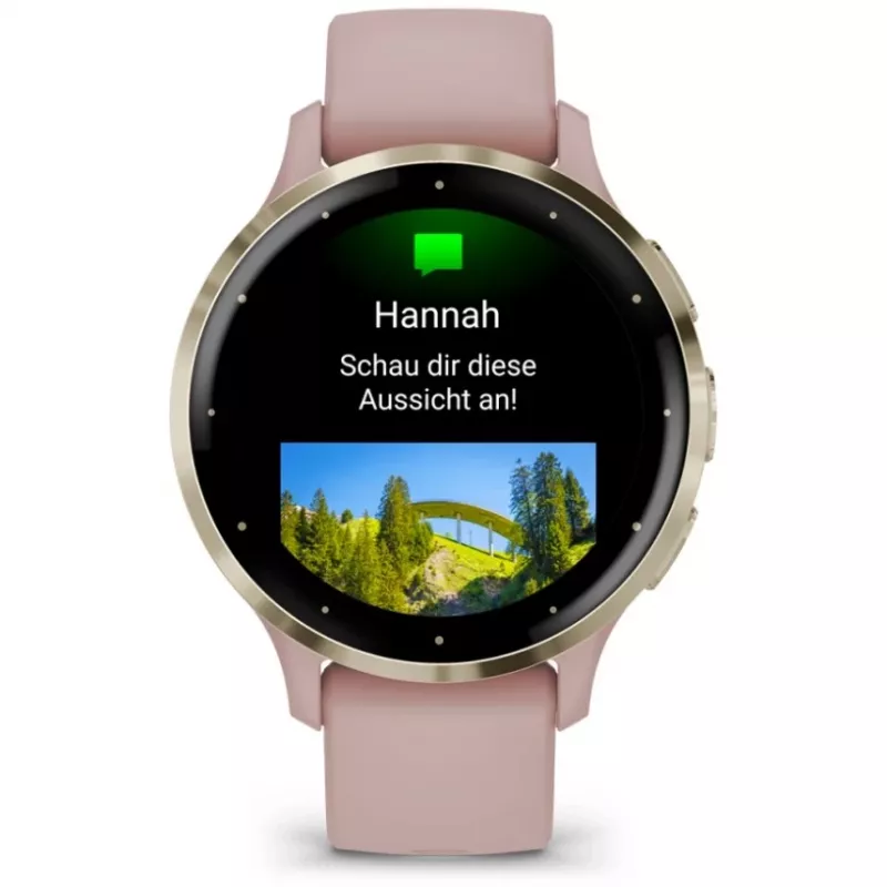 Garmin Venu 3S 3,05 cm (1,2) AMOLED 41 mm Skaitmeninis 390 x 390 pikselių Liečiamas ekranas Auksinė, Rožinė Wi-Fi GPS (palydovas)