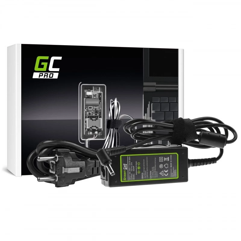 Maitinimo adapteris Green Cell AD40P 45W nešiojamiesiems kompiuteriams, 19V 2.37A, AC-to-DC, 100–240V įvestis, juodas