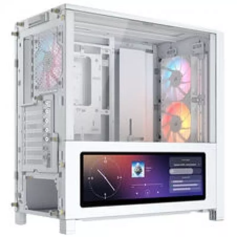 Corsair FRAME 4000D LCD RS PC korpusas, Midi-Tower, ATX, ARGB, grūdintas stiklas - balta
