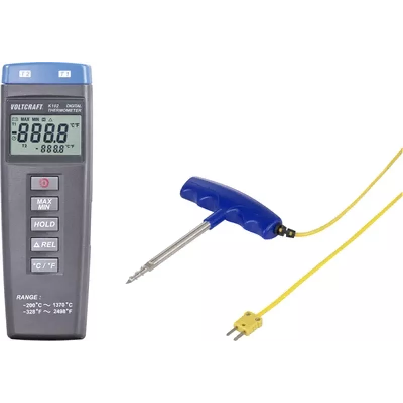 VOLTCRAFT K102 + TP 301 temperatūros matavimo prietaisas -200 iki +1370 °C zondas Tipas K