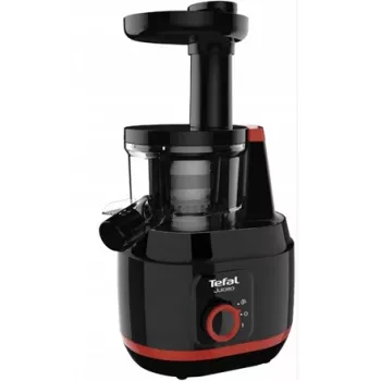 Lėto spaudimo sulčiaspaudė Tefal Juiceo ZC150 — 150 W, 4,5 cm padavimo vamzdis, 0,8 l sulčių ir minkštimo talpyklos, 80 aps./min., juoda/raudona
