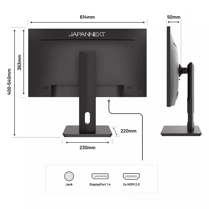 JAPANNEXT JN-27IPS4FLWQHDR-HSP 16 9 HDMI/DP WQHD - plokščias ekranas (TFT/LCD)