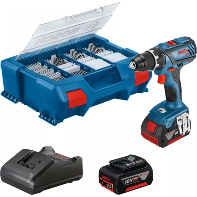 Belaidis grąžtas Bosch GSR 18V-28 su 18V sistema ir 2×3,0Ah baterijomis