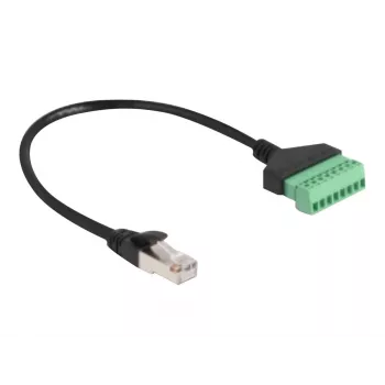 DeLOCK RJ45 kabelis Cat.6 kištukas prie gnybtų bloko adapteris 30 cm juoda žalia