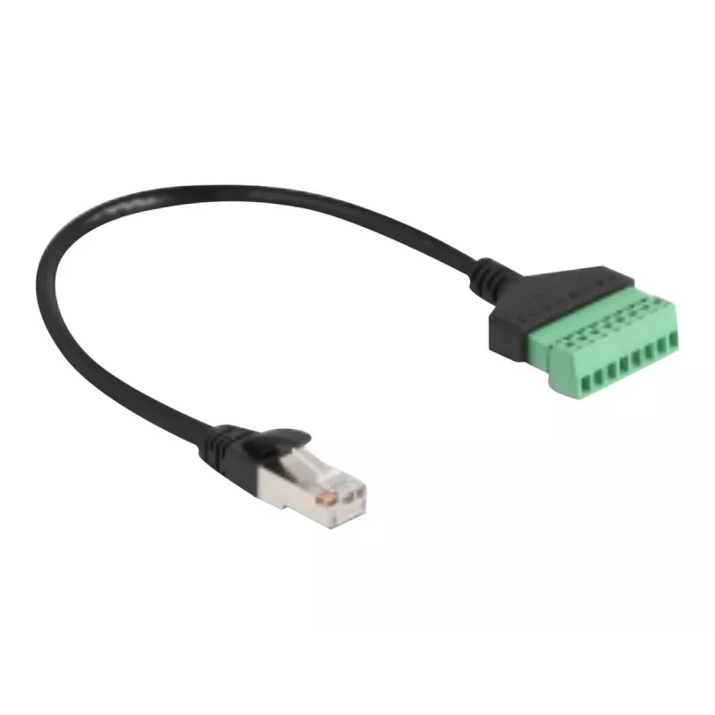 DeLOCK RJ45 kabelis Cat.6 kištukas prie gnybtų bloko adapteris 30 cm juoda žalia