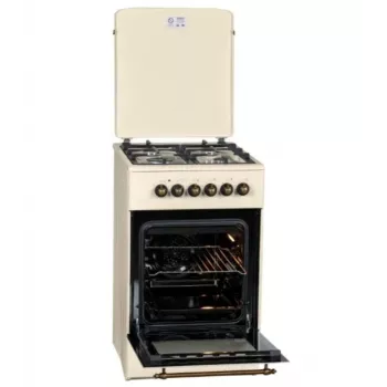 Dujinė-elektrinė viryklė MPM MPM-56-KRM-14, 56 cm, 4 dujų degikliai, elektrinė orkaitė, kreminė