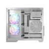 PC korpusas MODECOM Volcano Panorama Midi Tower baltas — micro ATX, grūdintas stiklas, ARGB, USB-C, palaiko GPU iki 400 mm