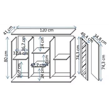 Komoda Cama Meble SOHO 120×41×80 cm – kašmyro spalvos fasadai, juodas rėmas