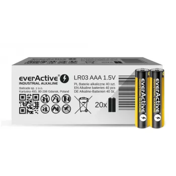Vienkartinė šarminė baterija everActive EVLR03S2IK AAA 1,5 V, 40 vnt., 5 metų galiojimo laikas