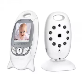 Vaizdo kūdikio monitorius ESPERANZA EHM001 — 2 colių LCD, 320×240 vaizdas, naktinis matymas 5 m, temperatūros jutiklis, iki 260 m atstumas, įkraunamas LiPo 540 mAh