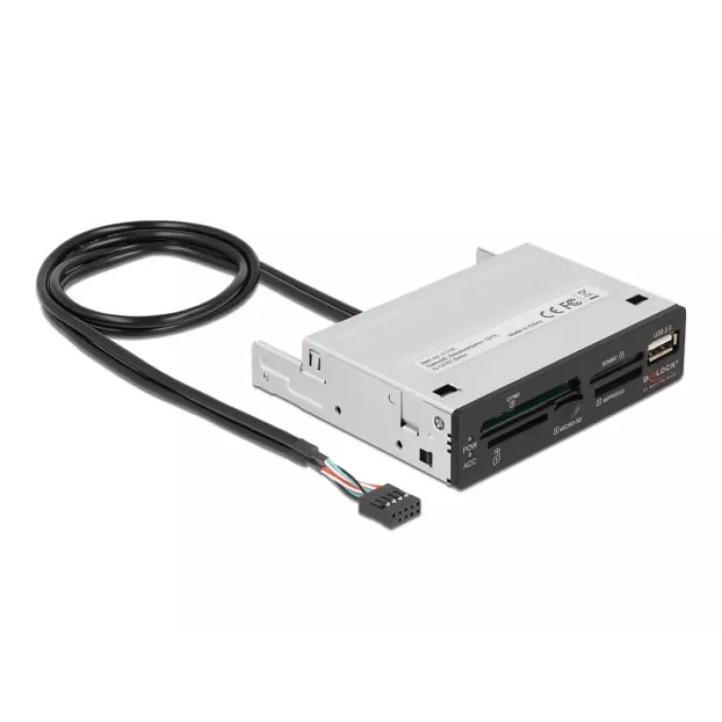DeLOCK 91708 kortelių skaitytuvas USB 2.0 vidinis juodas pilkas CF SD MicroSD