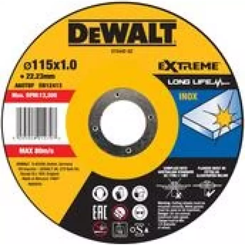 DEWALT pjovimo diskas 115x1x22,23 mm nerūdijančiam plienui (DT3442-QZ)