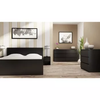 Komoda top e shop M3 CZERŃ — 3 stalčiai, medienos drožlių plokštė, 700×400×770 mm, juoda