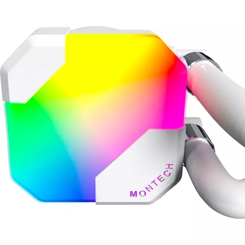 360mm radiatorius Montech HyperFlow ARGB 360 baltas — 360mm skysčio aušinimo radiatorius asmeniniam kompiuteriui